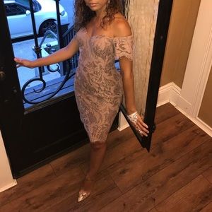 Stunning Rose Gold Cocktail Lace Dress